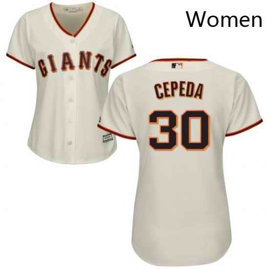 Womens Majestic San Francisco Giants 30 Orlando Cepeda Replica Cream Home Cool Base MLB Jersey